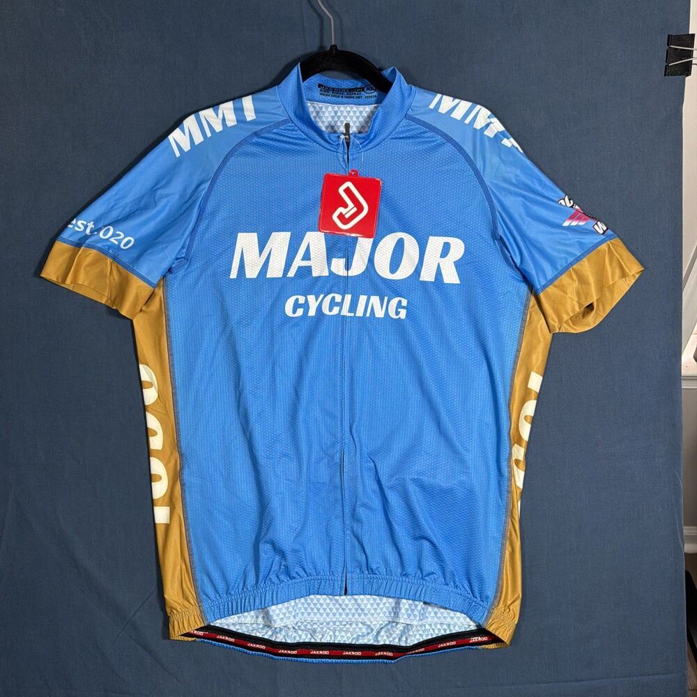 NWT Jakroo Men's Cycling Jersey Rear Pockets Blue Men’s Size XL NEW